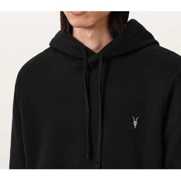 ~ ALLSAINTS Mens Raven Pullover Ramskull Hoodie Med Sweatshirt Kangaroo Pocket - Picture 15 of 16